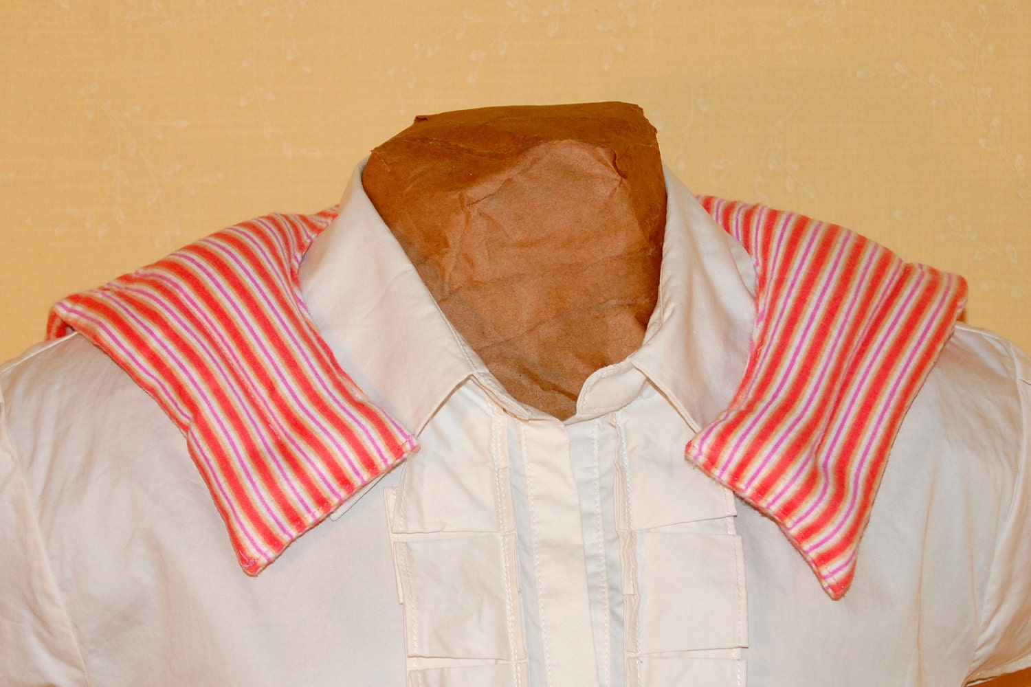 Peach Stripe Flannel Flax Seed Shoulder Pillow