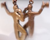 Vintage Deco Dangle Earrings Charm ing Earrings.. Care to Dance.. Antique Art Deco Brass Men in Top Hats & Tails Gadsby Flapper Ear Bobs