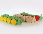 The Very Hungry Caterpillar pull along wooden toy UNPAINTED