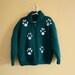 Vintage handknit kitty cat and mouse zip up sweater-children size 6-8