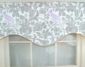 Barbara Shaped Valance in grey and lavender