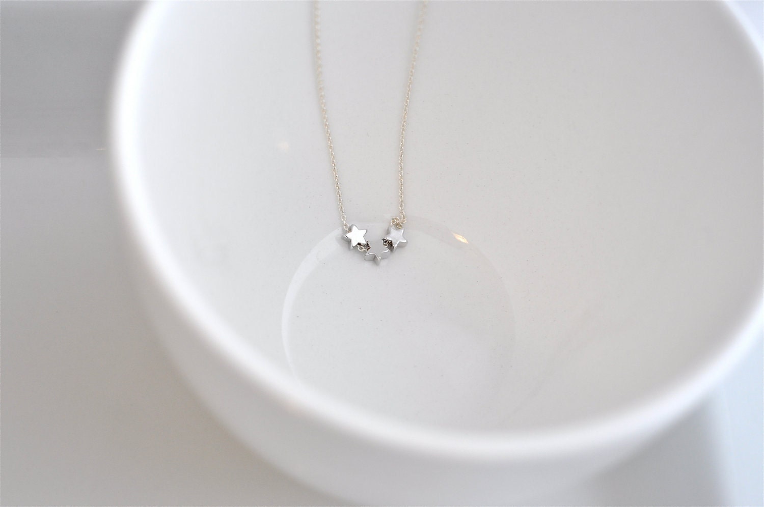 Wish Upon A Star Silver Ed.--Three Tiny Stars on a Sterling Silver Chain, Simple Silver Necklace, Silver Star Necklace, Mother's Day Gift