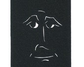 Original Linocut of a Face By Ken Swanson