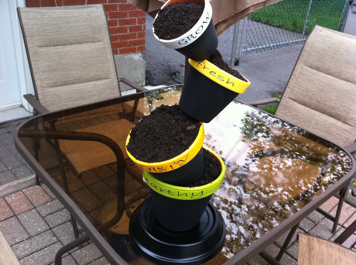 Backyard Tipsy Flower Pots