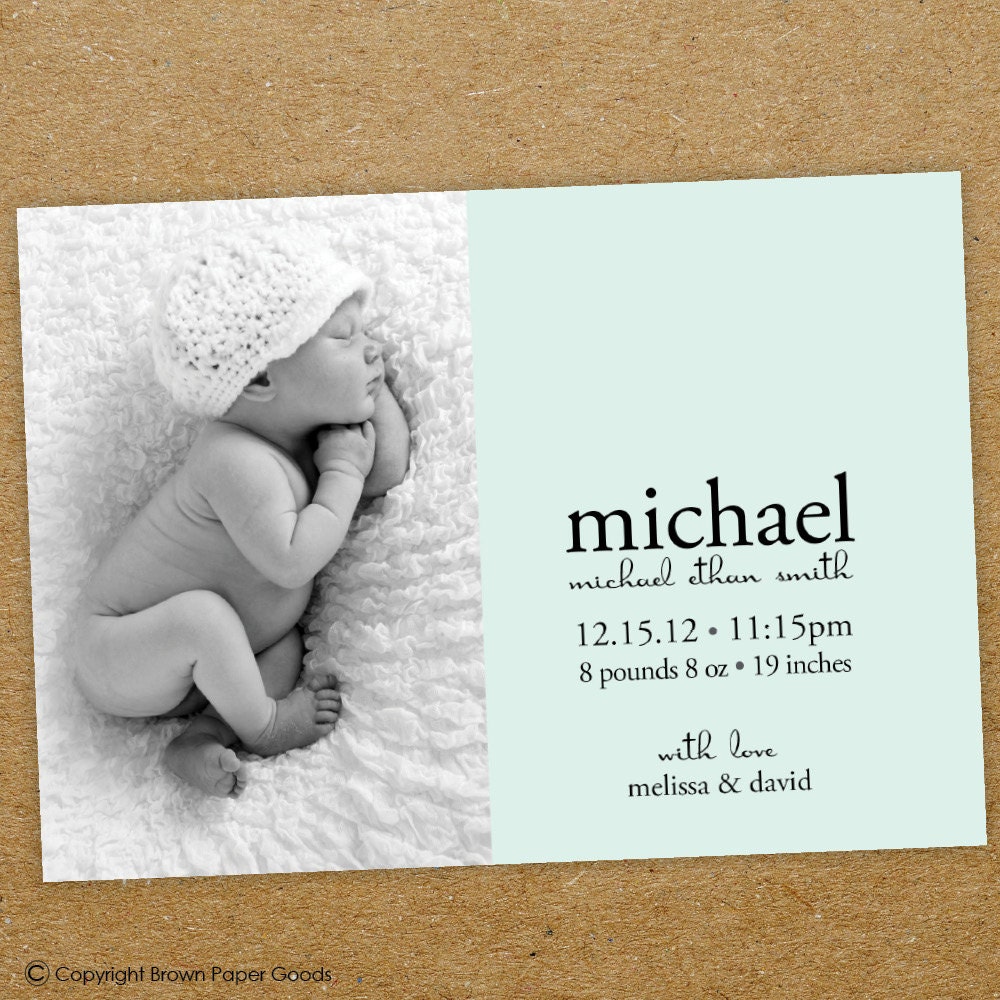 baby boy birth announcement: Baby Boy Printable birth announcement.photo baby announcement
