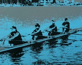 Rowers on Lake Union silk screen print Seattle Washington WA