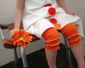 Orange Ruffle Leggings with scalloped edging