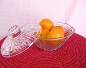 Beautiful Cut glass Candy Dish with Lid - 4 inches deep & 7 inches in diameter.