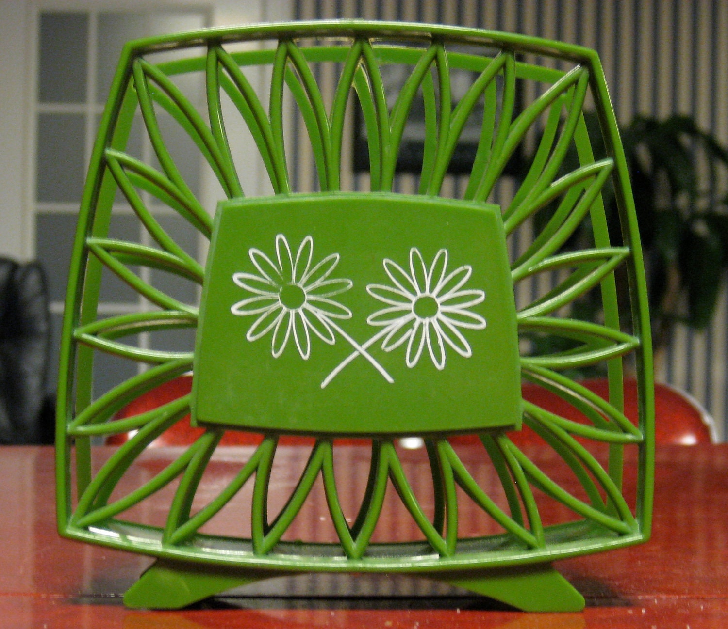 Flower Power 1970's Green Napkin Holder RESERVED FOR VANESSA