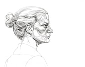 Model Portrait - Original Line Drawing -  Free Shipping