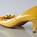Reserved for Karen - Bright yellow vintage heels mustard color patent leather