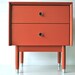 Mid century side table with drawers dark coral