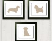 Nursery Art Print Set - Puppy Dog Silhouettes - 8x10