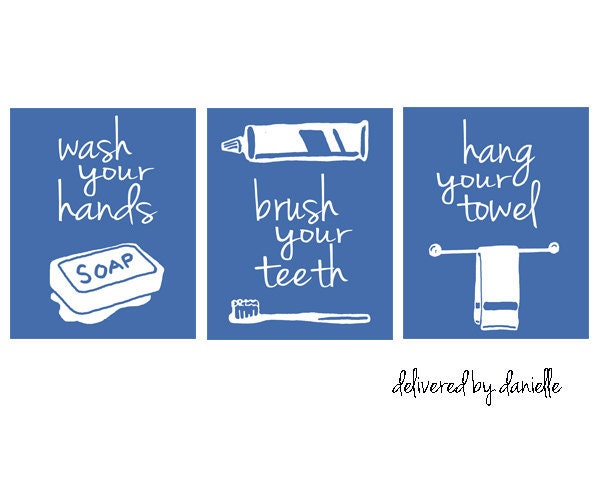 Bathroom Art Print - Set of 3 - Color - 8x10