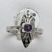Victorian 14k white gold Diamond AMETHYST Ring Vintage long