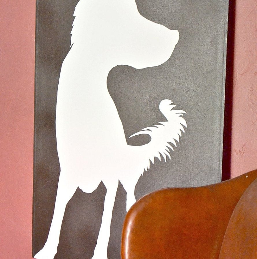 Canvas Dog Silhouette Painting Customized for Your Pet in Your Choice of Colors