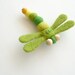Felt Green Dragonfly Brooch Pin - Green handmade wool jewelry for girls - ready to ship