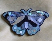 ARTISTIC HANDMADE BROOCH Butterfly Stone and Shell/ art pin