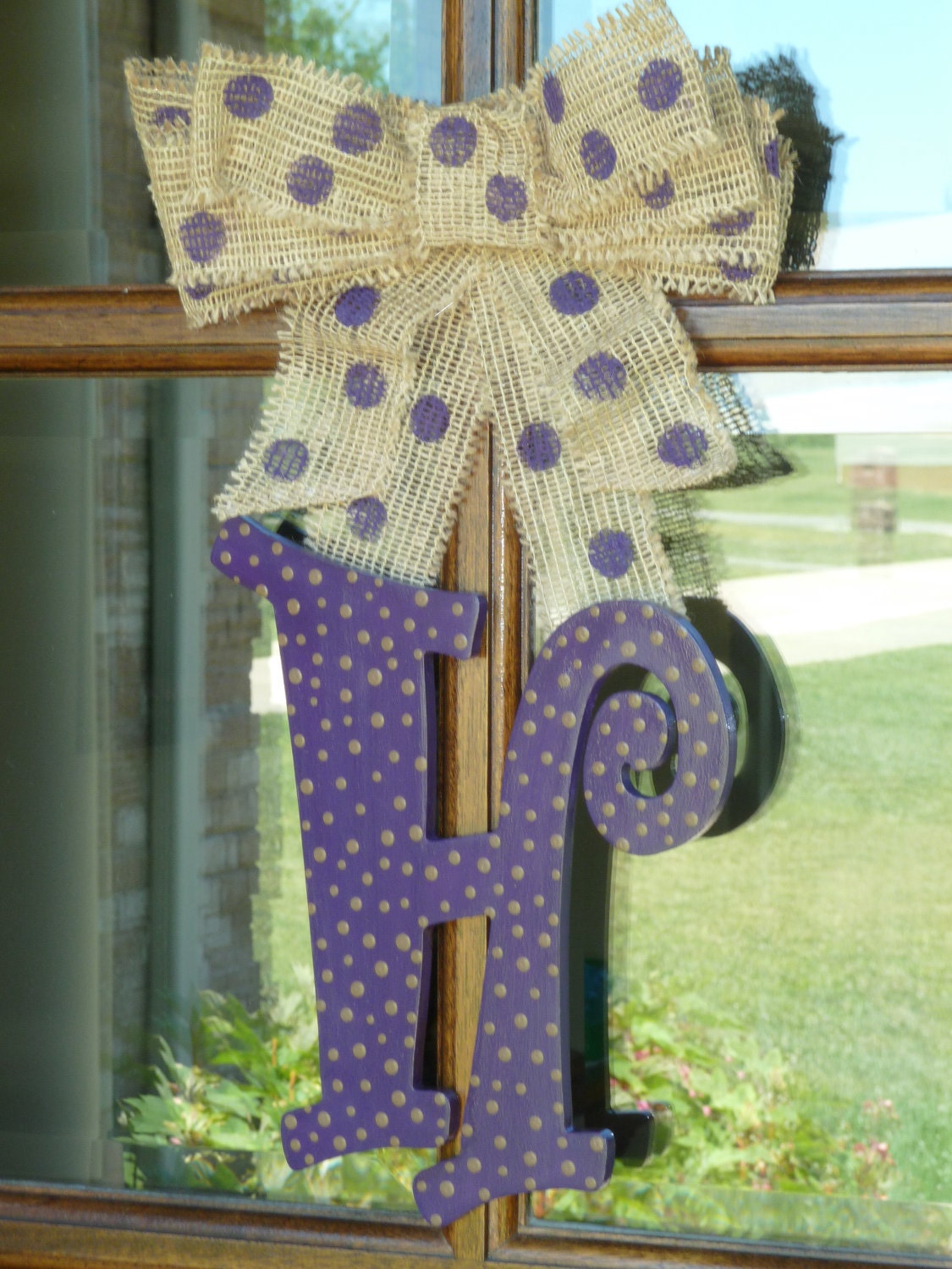 Door Initial with Burlap Ribbon