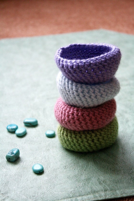 Easter mini baskets/ crochet bowls/ colorful crocheted containers