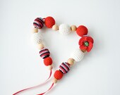 Red Poppy Nursing Necklace - Breastfeeding, Babywearing - natural jewelry, gift for her, baby shower gift
