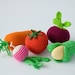 Crochet Baby Rattles Veggies, Set of 5 - beet, corn, radish,  tomato, carrot - ecofriendly crochet toys