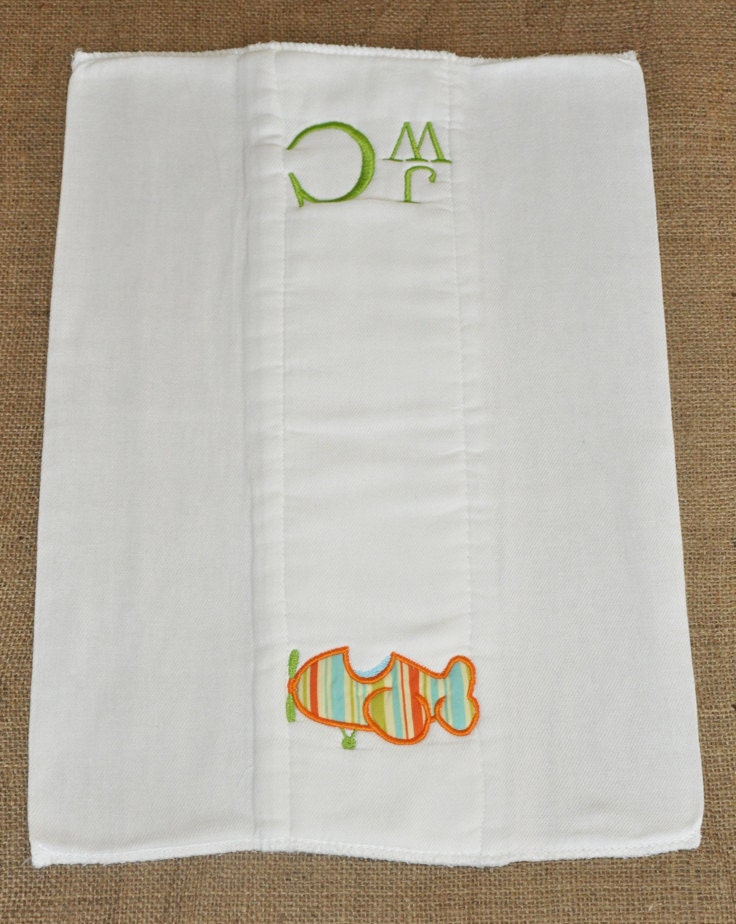 Customized Burp Cloth with Monogram and Applique