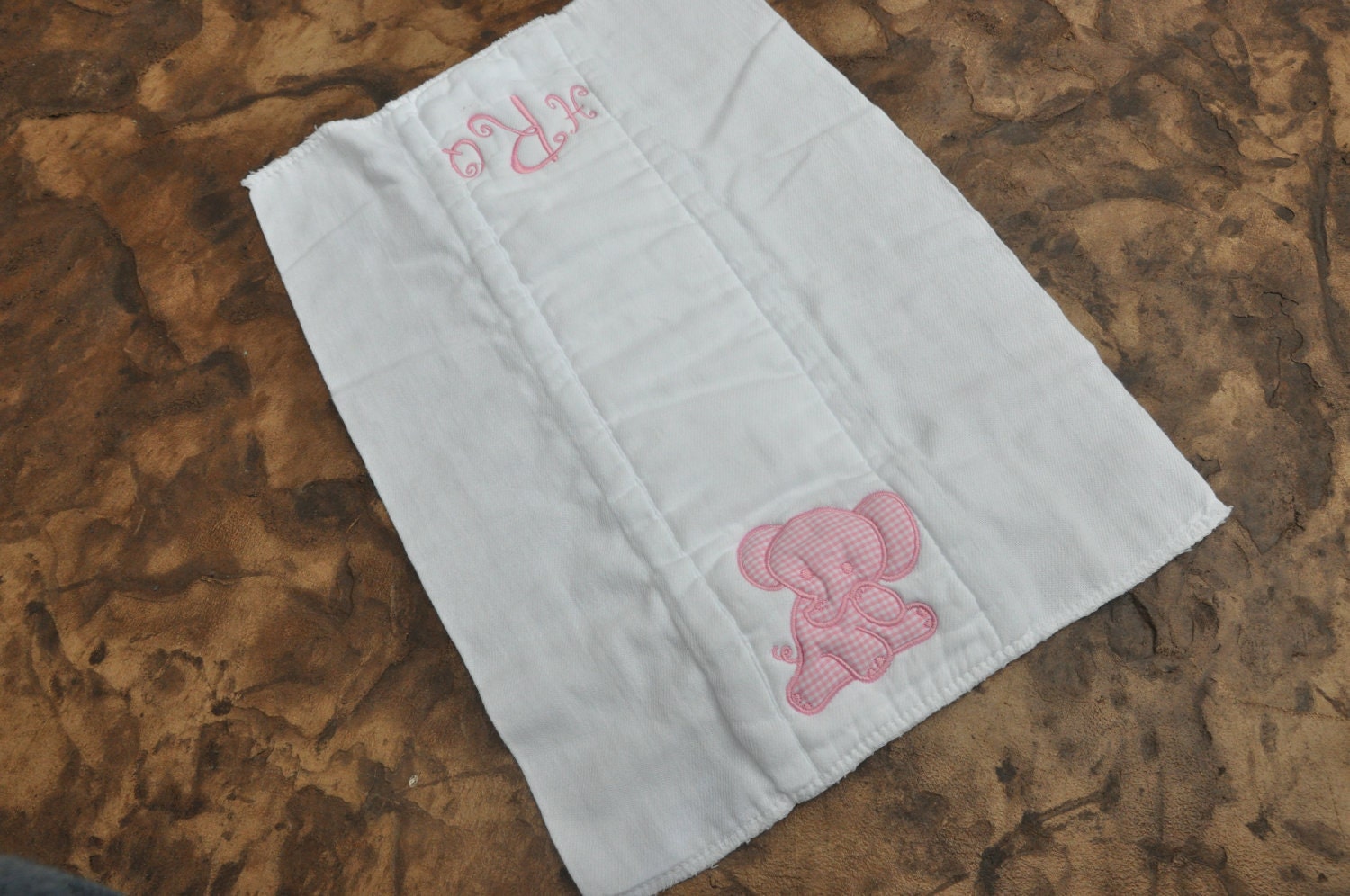 Customized Elephant Burp Cloth with Monogram and Applique