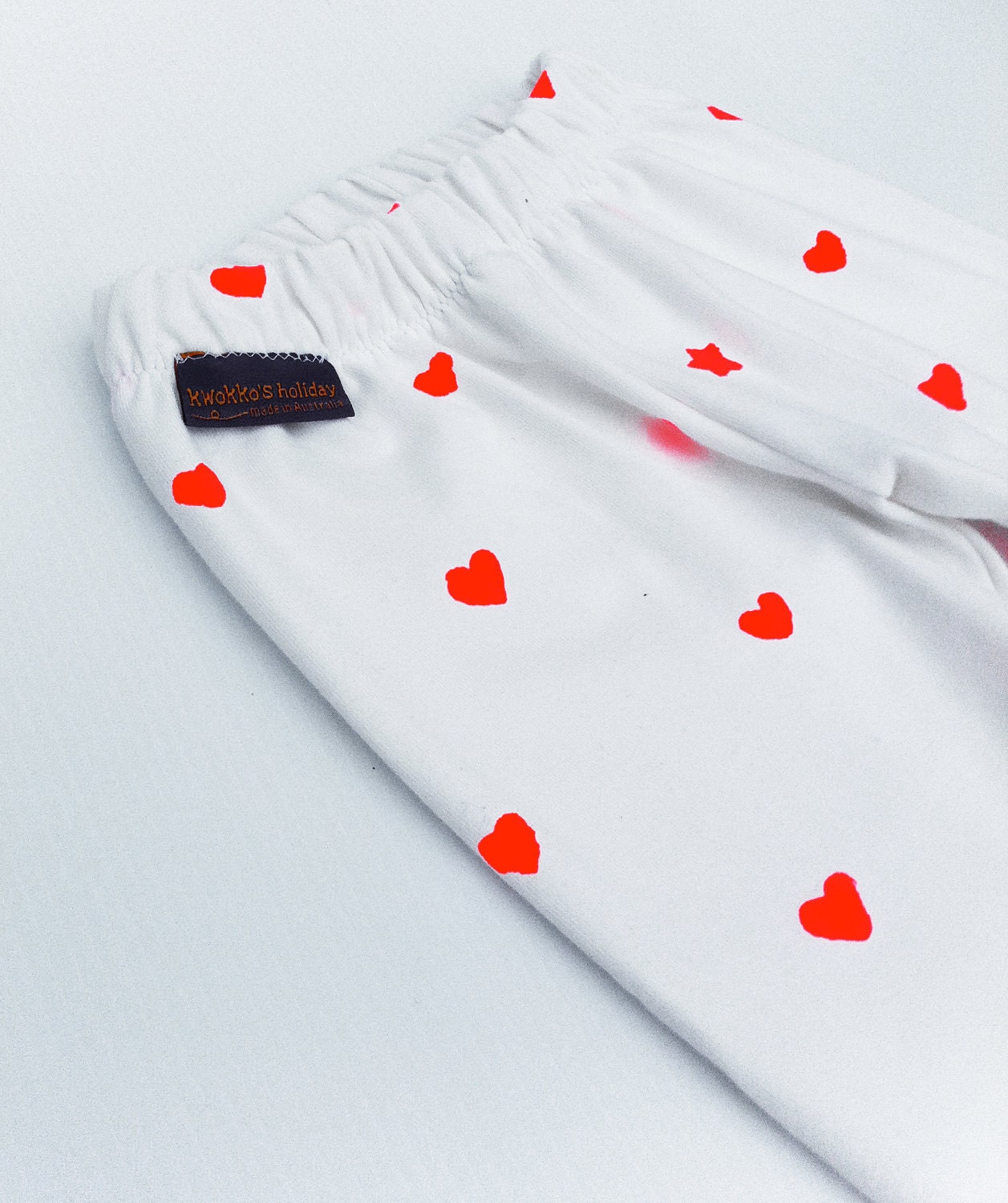 Fluoro Red Hearts Organic Bamboo Baby Leggings