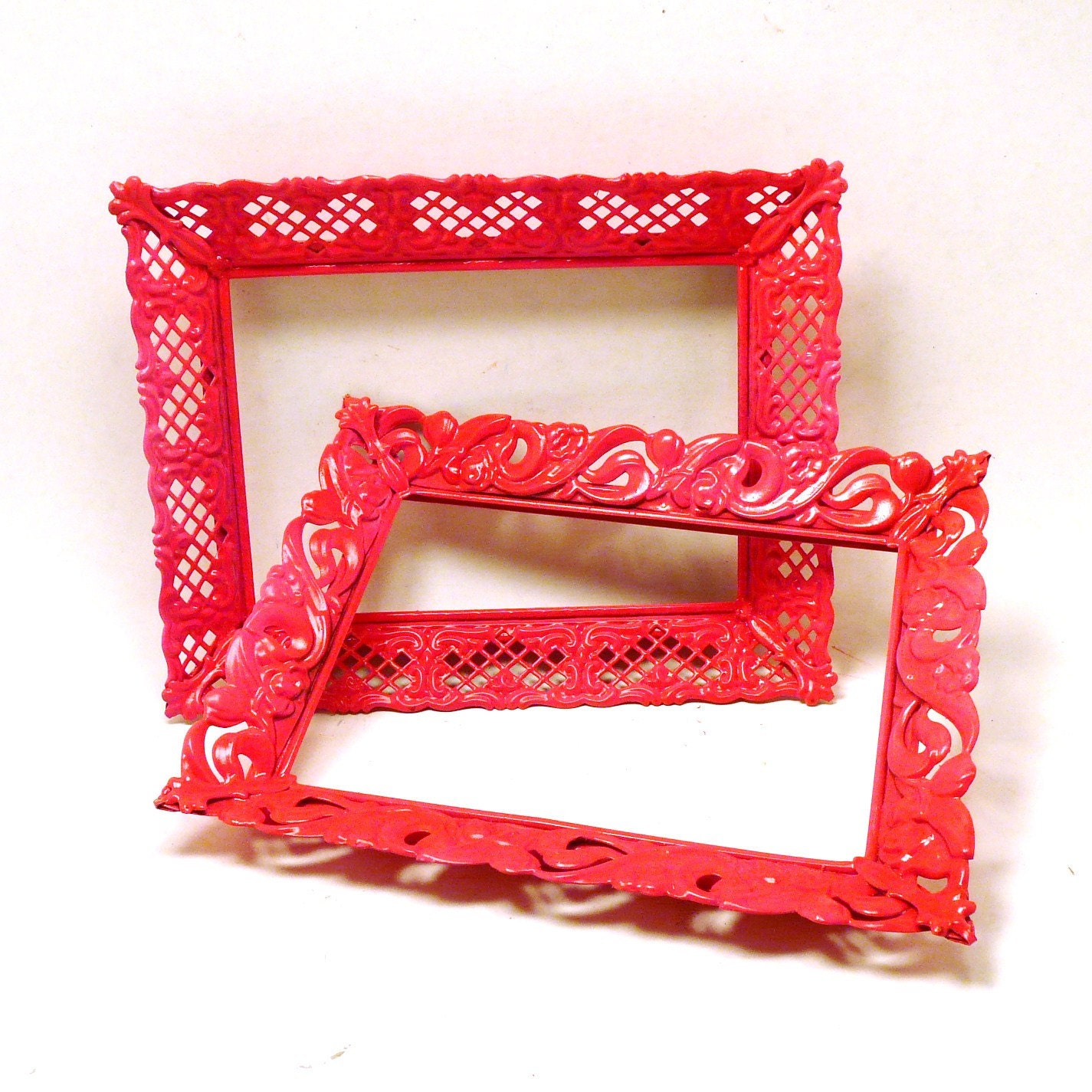 upcycled frames  //  vintage kitsch, neon pink decor, ornate picture frame metal, victorian, summer trends, raspberry - nashpop