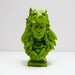 indian wolf figurine  //  upcycled home decor  //  leaf green, miniature head bust, statue, wolves, folk