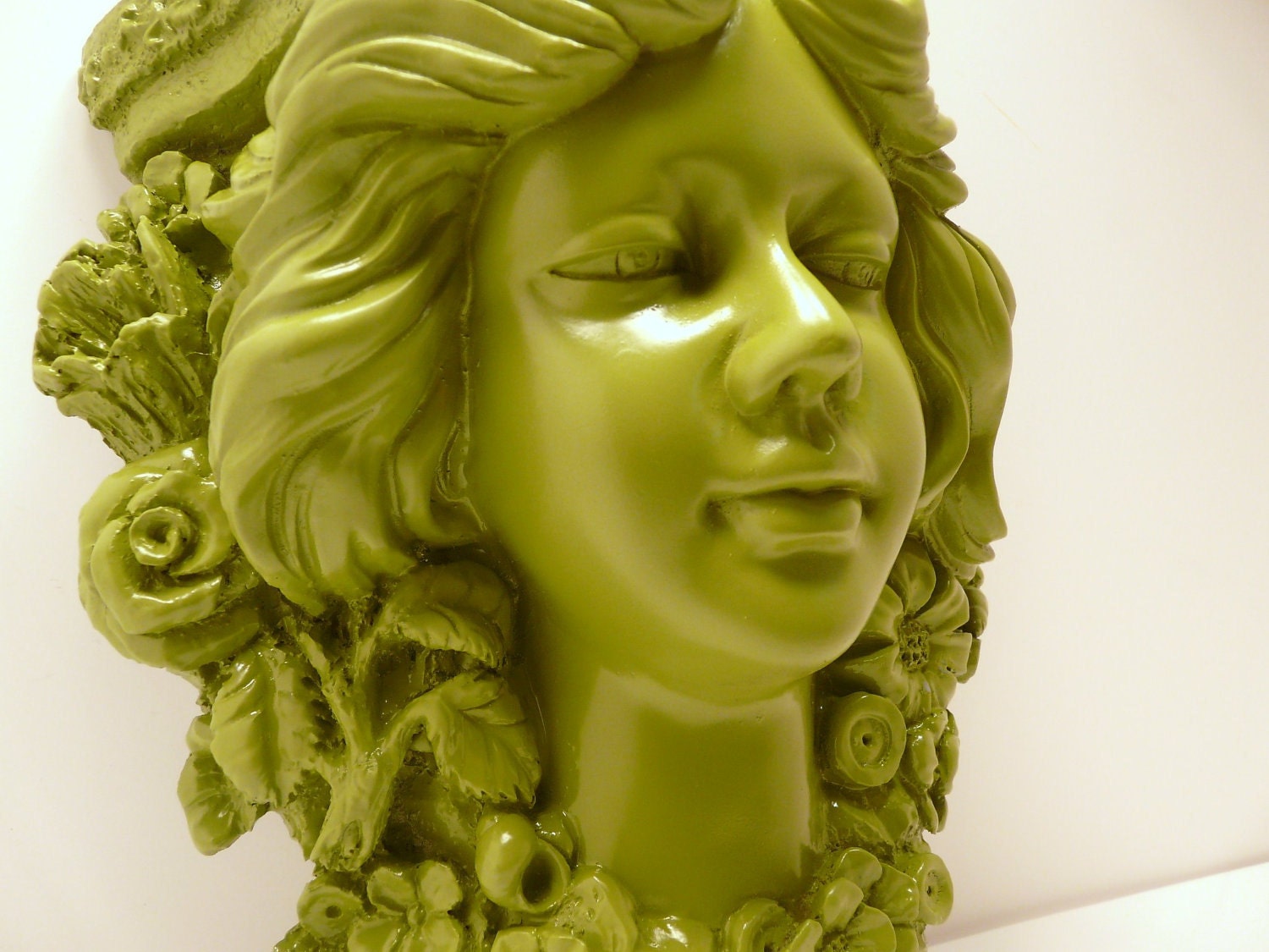avocado green goddess shelf  // ornate spring home decor  //  upcycled wall decor  //  shelves, wall hanging, garden