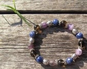 LIBRA POWER BRACELET Reiki Healing Gemstone Crystal Zodiac Purple Blue