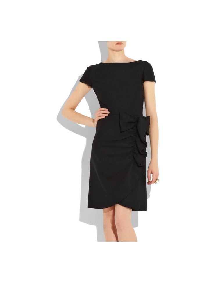 Black Embellished Cocktail Dress / Black Mini Dress / Black Vintage Dress