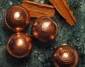 Handmade Copper beads - japanese illusion art copper beads - Etched copper beads - x4