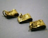 Brass Pendant Bails - handmade findings - etched bails x3