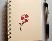 Love Heart Flower Blank Journal , Custom, Made to Order Note Book