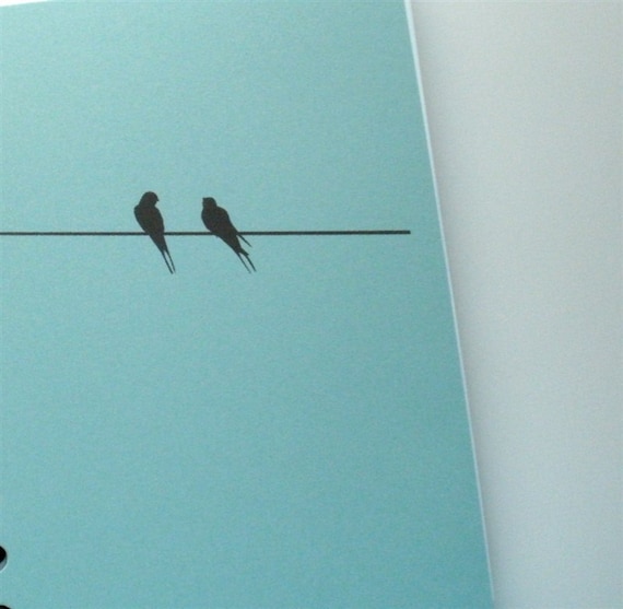 Lined Handmade Personalized Journal -- Birds on a Wire, Choose Cover Color