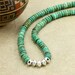 Turquoise Heishi and Sterling Silver Southwestern Strand Necklace, December Birthstone