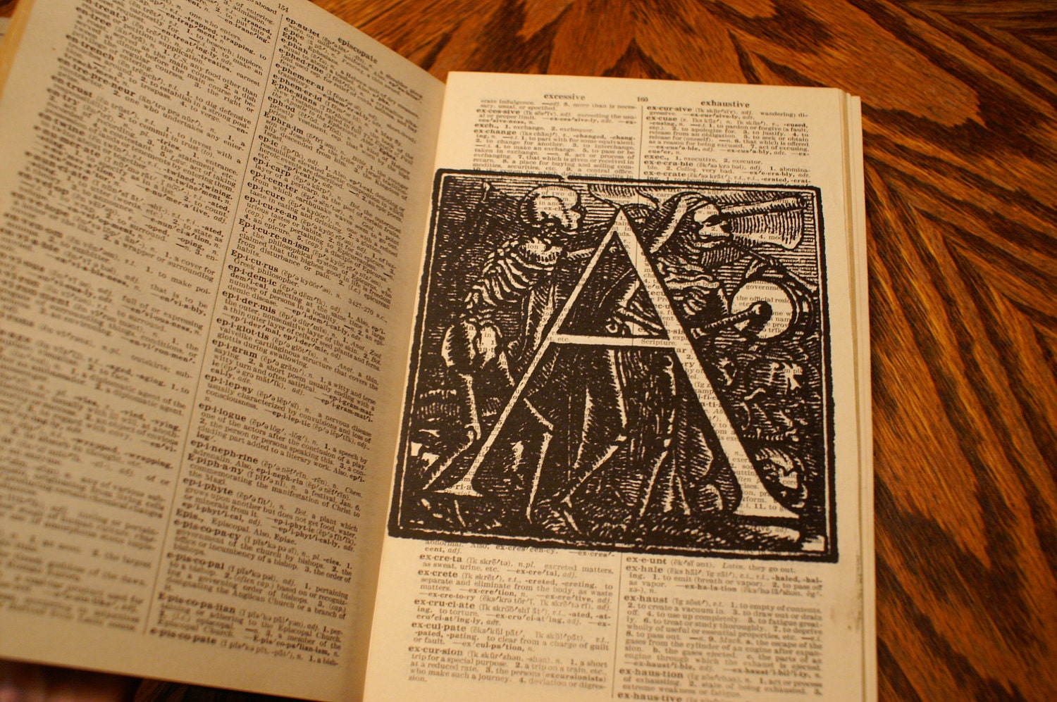 Fanciful A on Vintage Dictionary Page