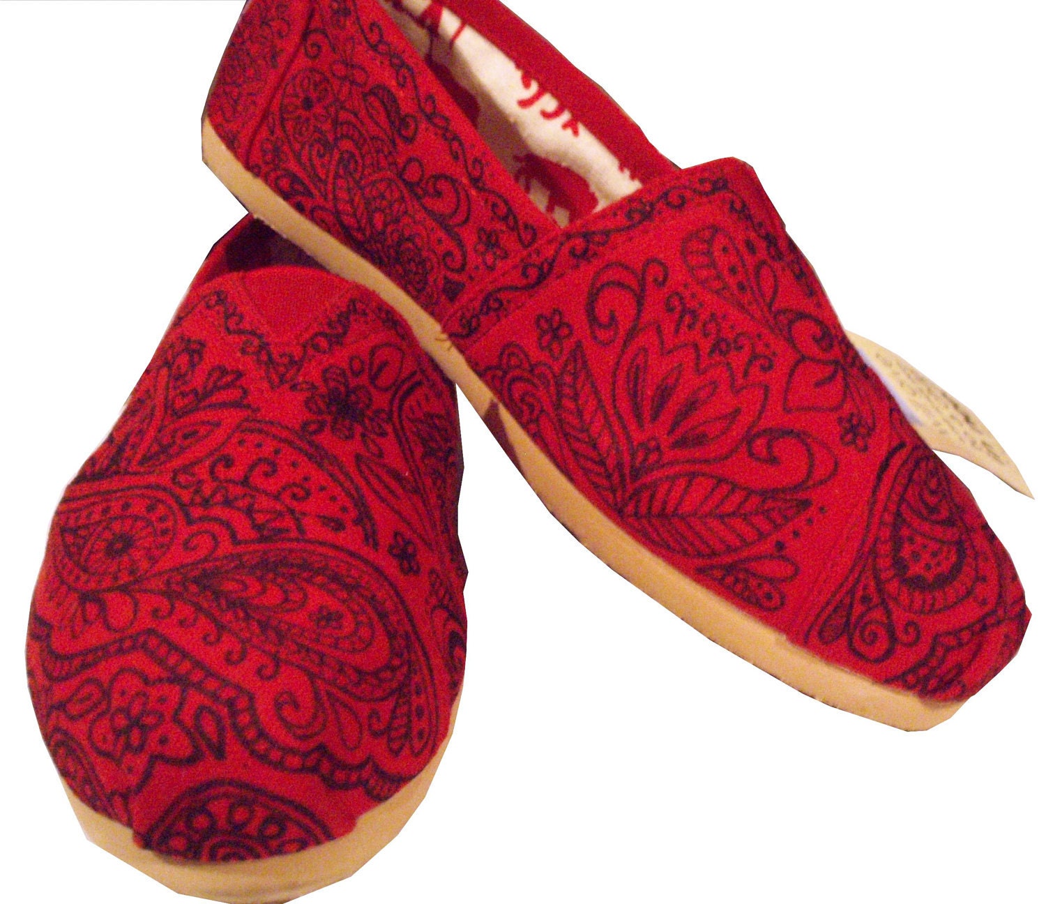 Handpainted Custom Toms Shoes - Cool Paisley Doodle Design