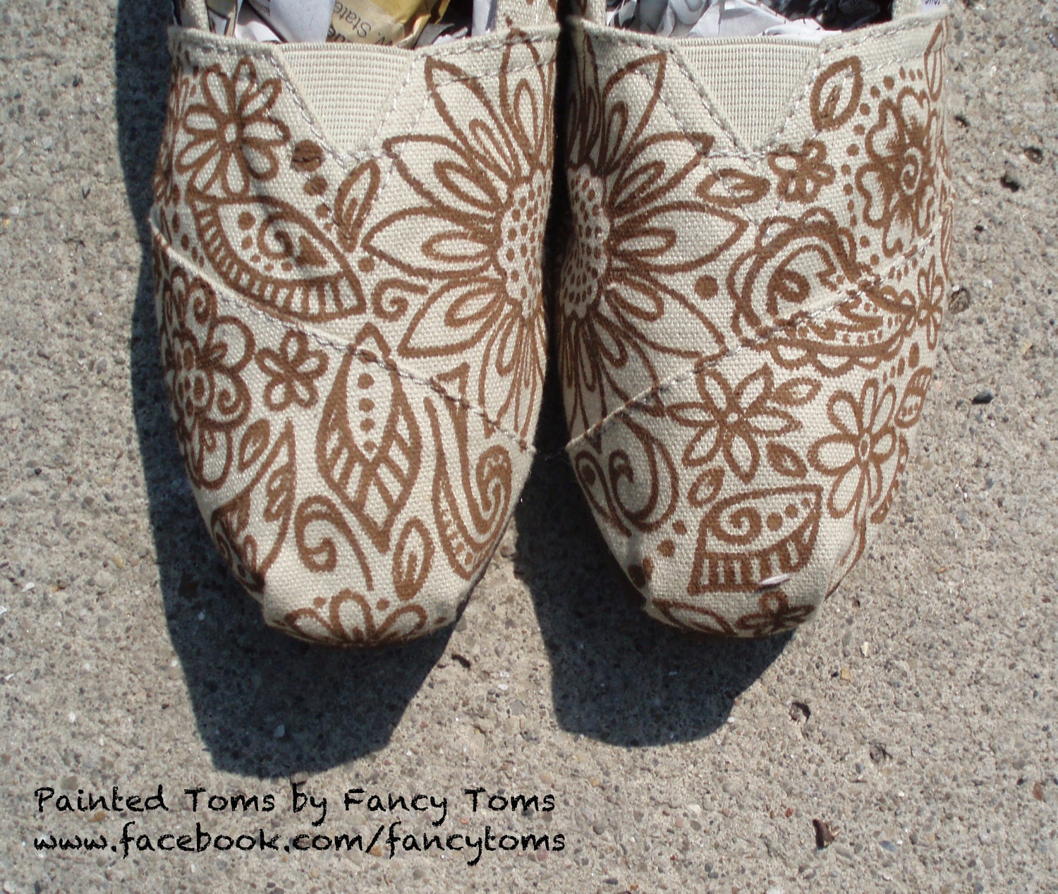 Handpainted Custom TOMS Shoes - Floral Design