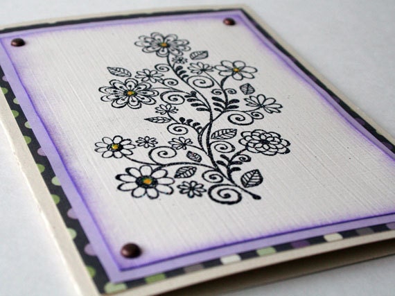 Special Occasion Card, Purple, Flowers, Polka Dots