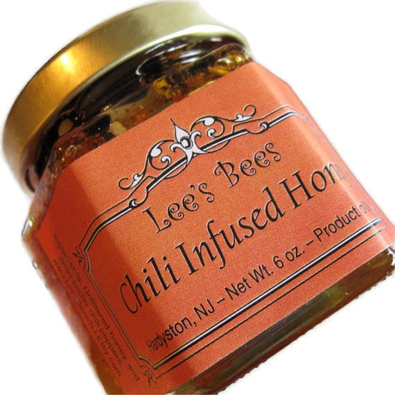 Honey - Chili Infused Honey 6 oz. Glass Jar from Lee the Beekeeper - Use as Tea, Spread, Topping, Home Remedy