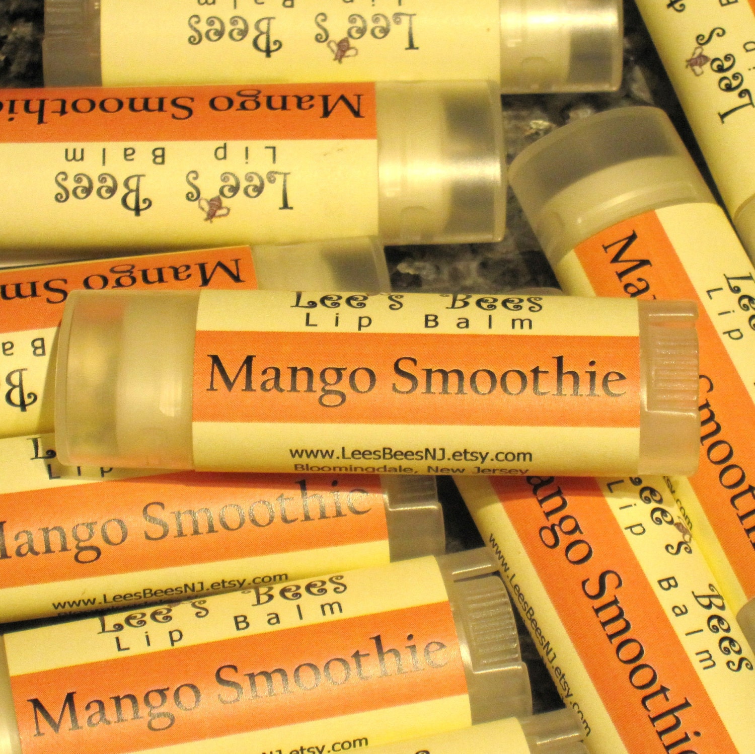 Mango Smoothie Lip Balm - Three Tubes of Beeswax Lip Salve Chapstick from Lee the Beekeeper