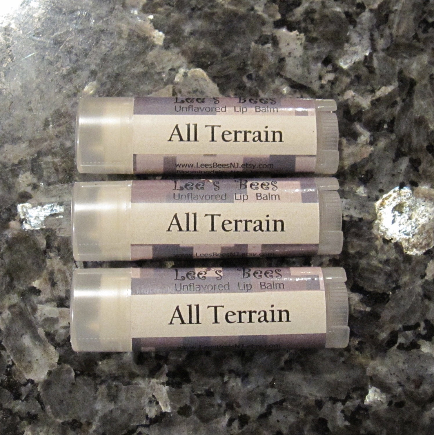 Unflavored Lip Balm - All Terrain, Three Pack of MARINE-TESTED Desert Camo Tubes