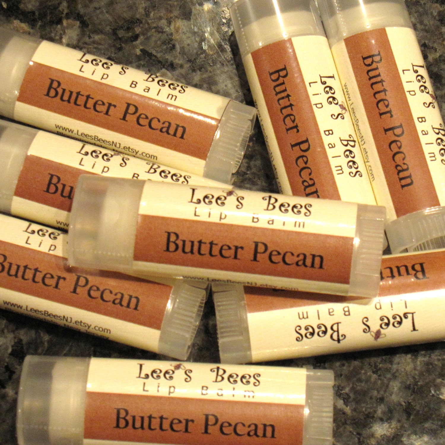 Butter Pecan Beeswax Lip Balm, One Tube Lip Salve Chapstick from Lee the Organic Beekeeper