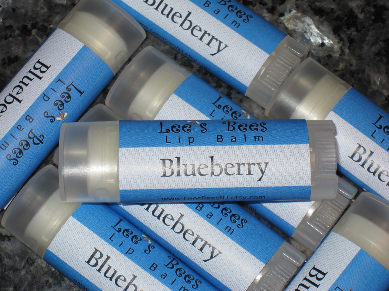 Blueberry Lip Balm - Three Tubes of Beeswax Lip Salve Chapstick from Lee the Beekeeper