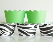 Zebra Stripes and Lime Green Cupcake Wrappers