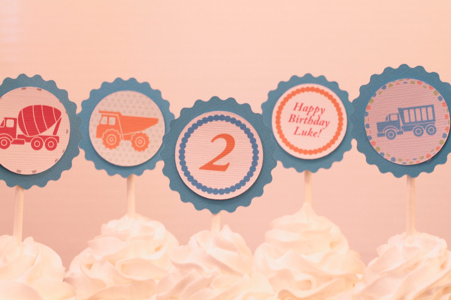 Trucks Birthday Party Cupcake Toppers Il_570xn